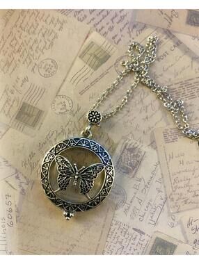 Real Magnifying Glass Celtic Butterfly Functional Statement Necklace
